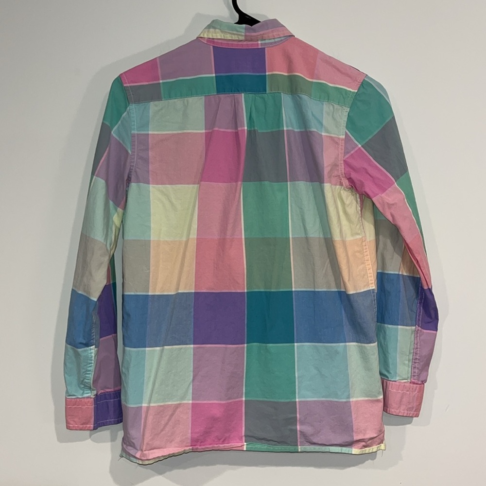 GAP KIDS Youth Boys Pastel Plaid Casual Button Down Shirt Long Sleeve Cotton EUC - Picture 6 of 6